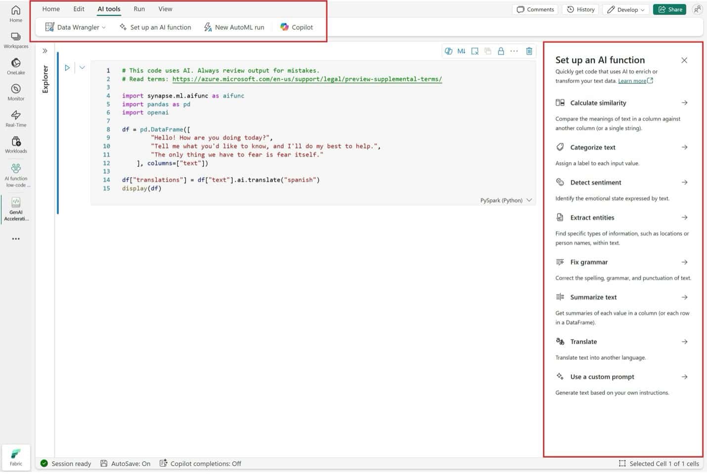 Microsoft Fabric Data Wrangler and AI tools – duben 2025 | DataBrothers Ukázka Data Wrangler a AI tools v Microsoft Fabric z dubna 2025. Automatizované AI funkce pro práci s daty